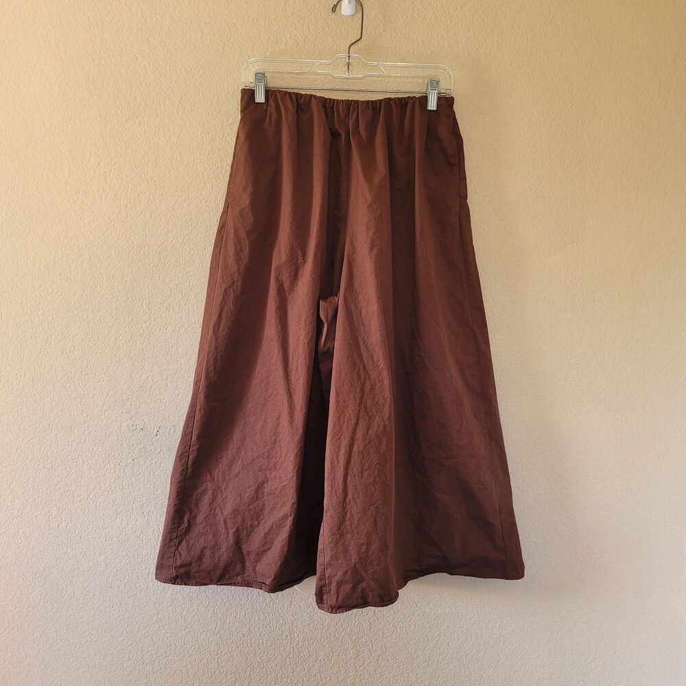 Zara Brown Wide-Leg Pull On Brown Pants Sz Small Casual Comfy Earthy Minimalist